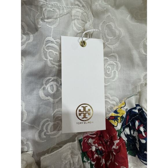 Tory Burch Floral Embroidered Dress Long Sleeve White Tiered Mini - Picture 5 of 10